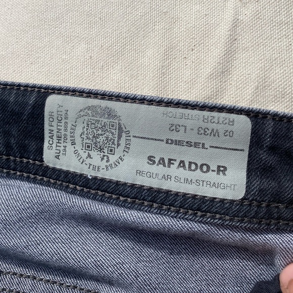 Diesel Men's Faded Black Regular Slim Straight Jeans Safado Casual 33x32 - Picture 4 of 9